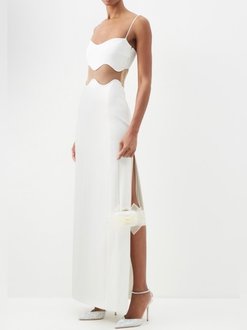 GALVAN LONDON
Isola Bella mesh-paneled knitted maxi US8 NWT